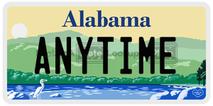 ANYTIME  license plate in AL