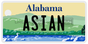 ASIAN  license plate in AL