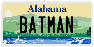 BATMAN  license plate in AL
