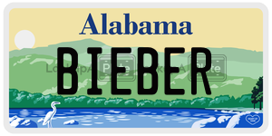 BIEBER  license plate in AL