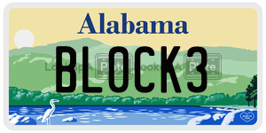 BL0CK3  license plate in AL