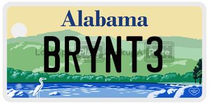 BRYNT3  license plate in AL