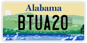 BTUA20  license plate in AL