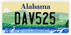 DAV525  license plate in AL