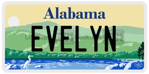 EVELYN  license plate in AL