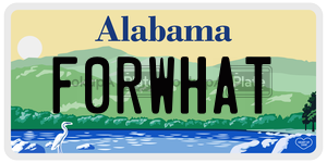 F0RWHAT  license plate in AL