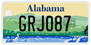 GRJ087  license plate in AL