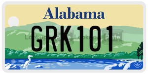 GRK101  license plate in AL
