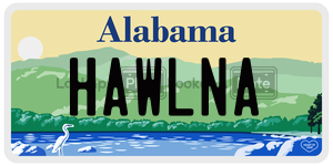 HAWLNA license plate in Alabama