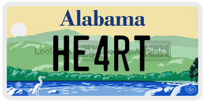 HE4RT license plate in Alabama
