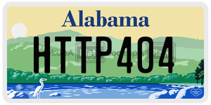 HTTP404  license plate in AL