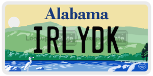 IRLYDK  license plate in AL