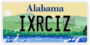 IXRCIZ license plate in Alabama