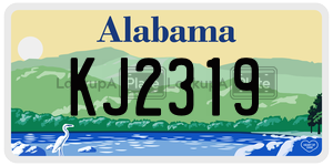 KJ2319  license plate in AL