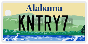 KNTRY7  license plate in AL