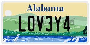 L0V3Y4  license plate in AL