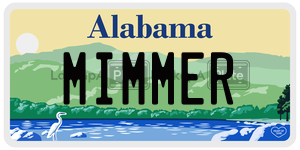 MIMMER  license plate in AL