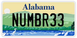 NUMBR33  license plate in AL