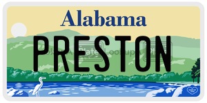 PREST0N  license plate in AL