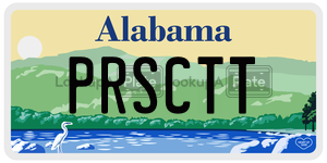 PRSCTT  license plate in AL