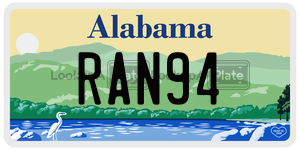 RAN94 license plate in Alabama