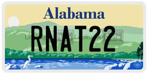 RNAT22 license plate in Alabama