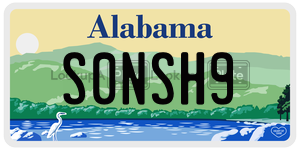 S0NSH9  license plate in AL