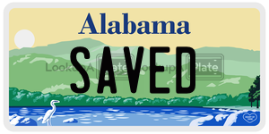 SAVED  license plate in AL