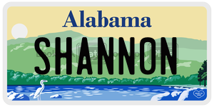 SHANN0N  license plate in AL