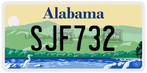 SJF732  license plate in AL