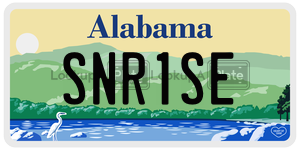 SNR1SE license plate in Alabama