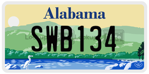 SWB134  license plate in AL