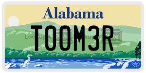 T00M3R  license plate in AL