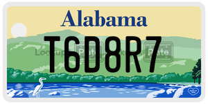 T6D8R7  license plate in AL