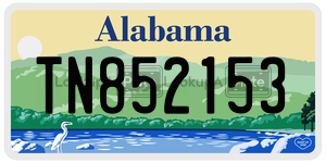 TN852153  license plate in AL