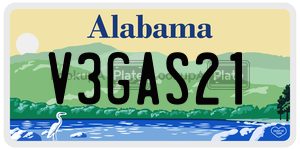 V3GAS21  license plate in AL