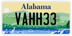 VAHH33  license plate in AL