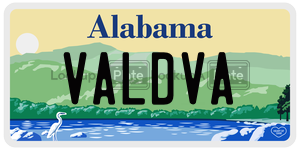VALDVA  license plate in AL