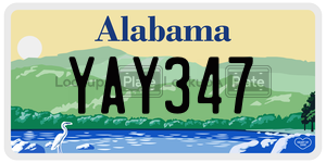 YAY347  license plate in AL