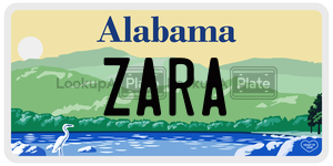 ZARA  license plate in AL
