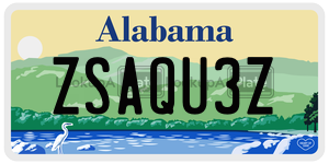 ZSAQU3Z  license plate in AL