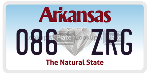 086ZRG license plate in Arkansas