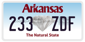 233ZDF  license plate in AR