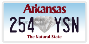 254YSN  license plate in AR