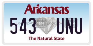 543UNU  license plate in AR