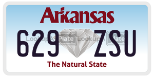 629ZSU license plate in Arkansas