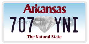 707YNI  license plate in AR
