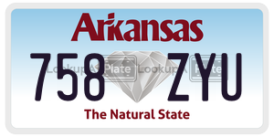 758ZYU  license plate in AR