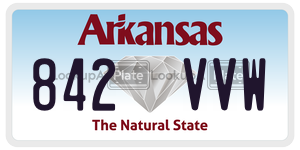 842VVW license plate in Arkansas
