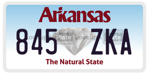 845ZKA  license plate in AR